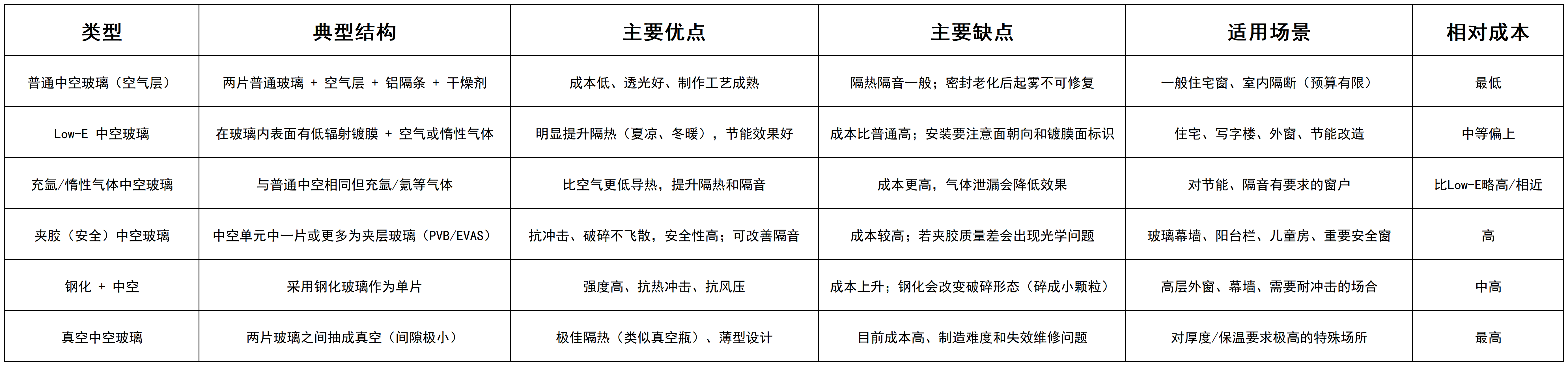 中空玻璃类型对比(简明版)_Sheet1
